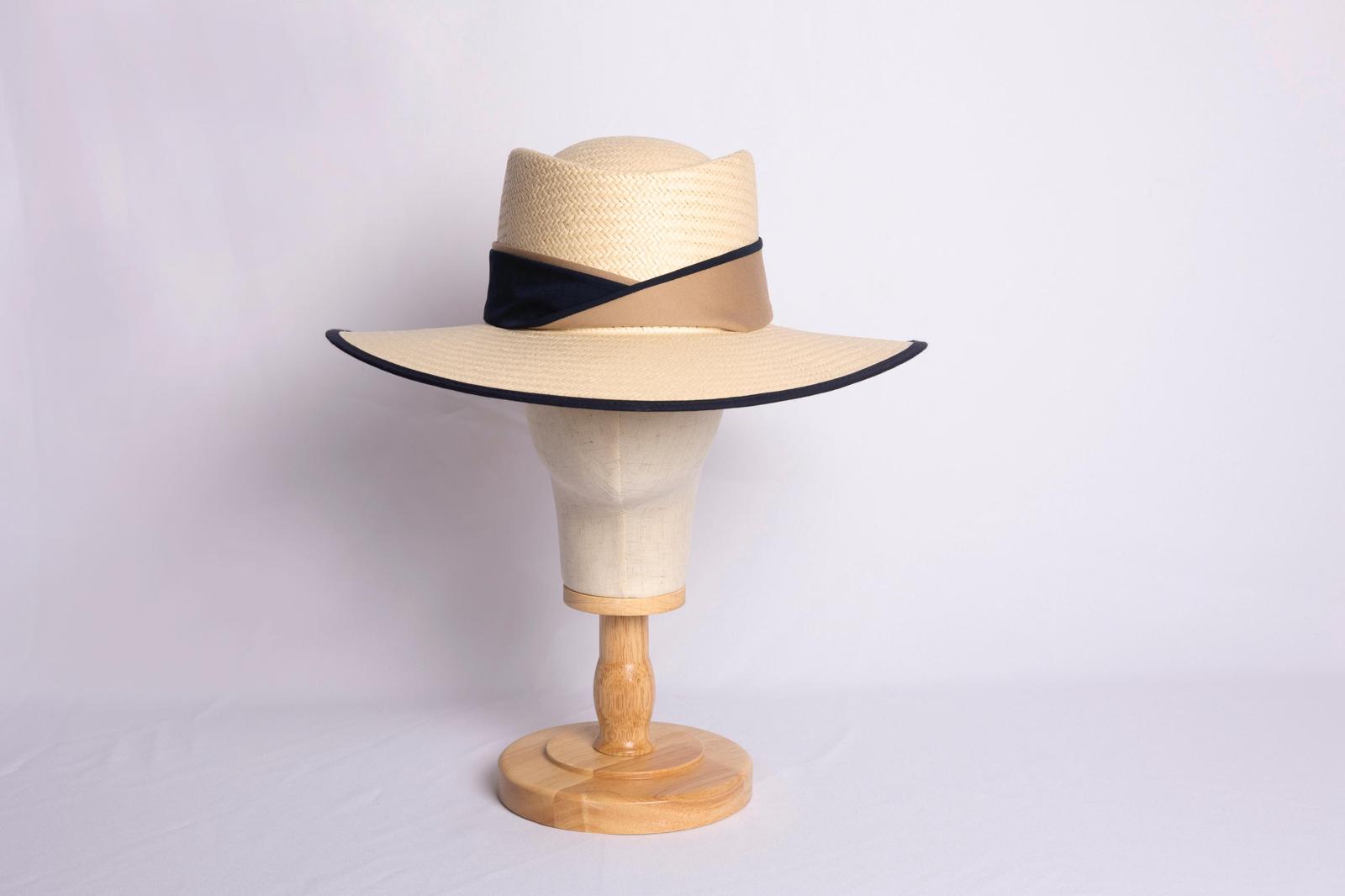 Sombrero Toquilla Ovalado Bicolor Negro y Camel